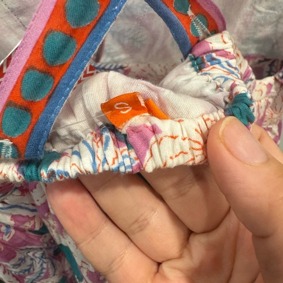 Saint Bernard Oliphant Cross Back Mini Dress in Pink and Teal - Picture 5 of 6